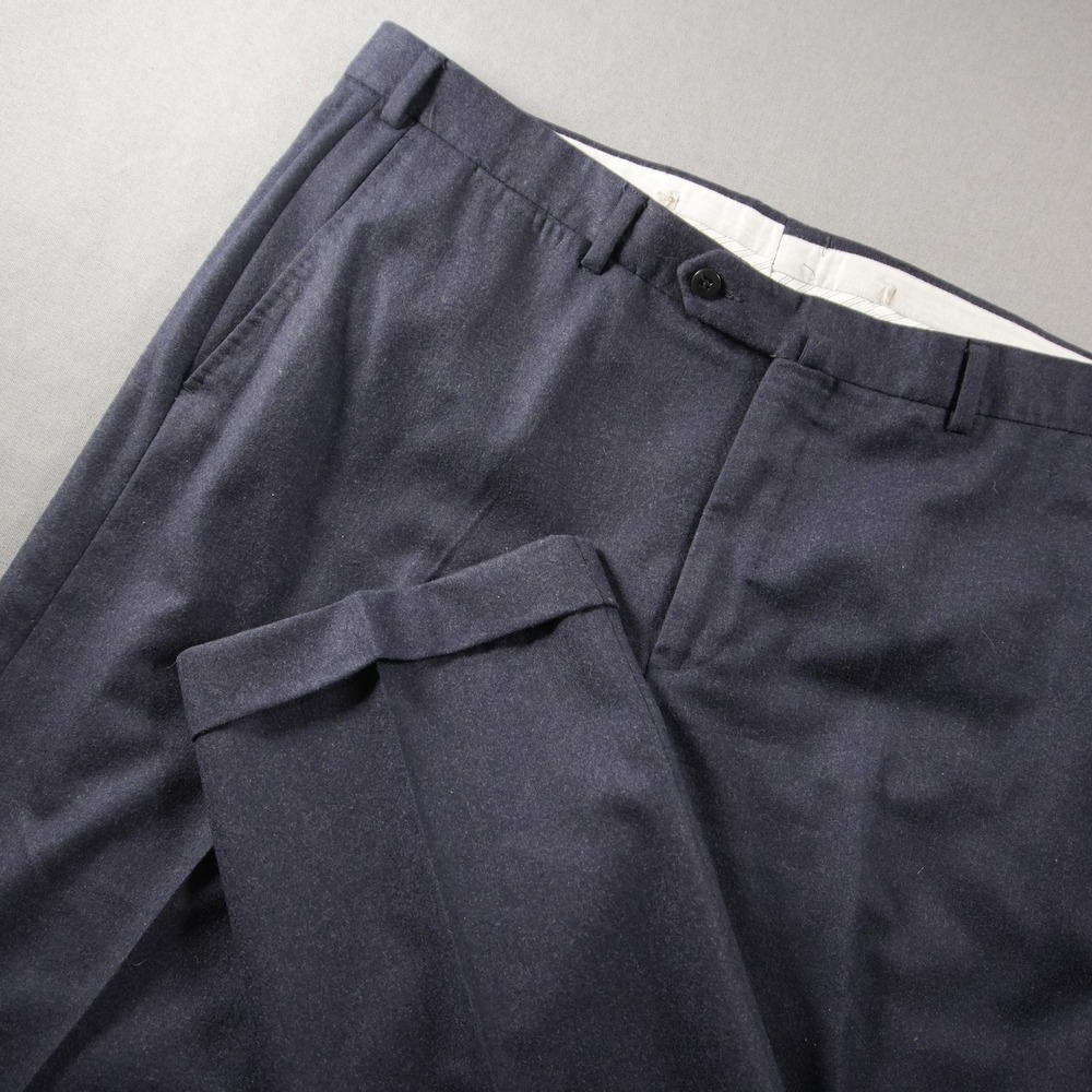 Ermenegildo Zegna Wool Pleated Cuffed Navy Men Dress Trousers Pants 39x31